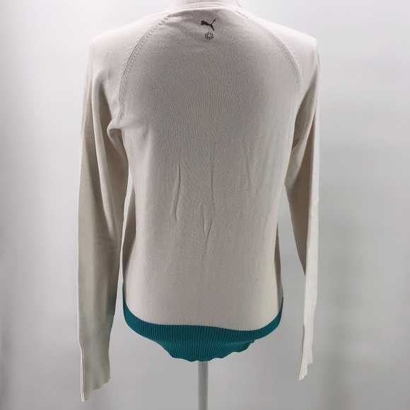 Puma Zip Front Cream and Turquoise Jacket L - Picture 4 of 8